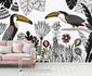 Photo Wallpaper Non-Woven Toucans Jungle Nature black 1