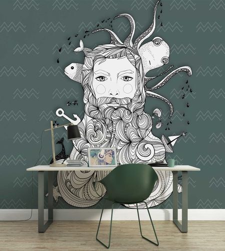 Photo Wallpaper Non-Woven Aquarius Fish green black