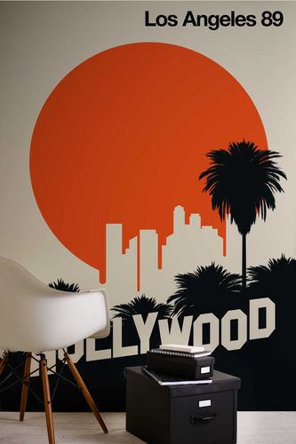 Photo Wallpaper Hollywood Skyline Retro orange