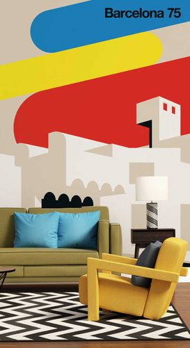 Photo Wallpaper Non-Woven Barcelona Retro colourful