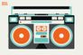 Photo Wallpaper Non-Woven Ghettoblaster Retro orange 2