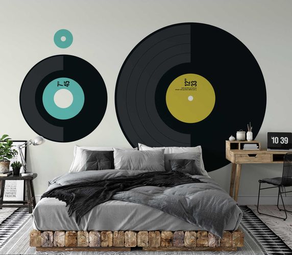 Photo Wallpaper Non-Woven Vinyl LP EP Retro black blue