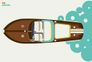 Photo Wallpaper Non-Woven Boat Yacht Retro brown blue 2