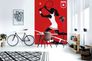 Photo Wallpaper Non-Woven Tennis Retro red black white 1