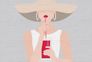 Photo Wallpaper Non-Woven Woman Drink grey red white 2