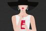 Photo Wallpaper Non-Woven Women Hat Drink black red 2