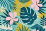 Photo Wallpaper Non-Woven Jungle Plants blue pink 2