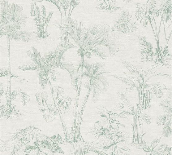 Non-Woven Wallpaper Jungle Palms Leopard beige 38021-2
