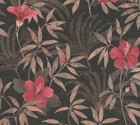 Non-Woven Wallpaper Floral Flowers Leaves brown 38028-3