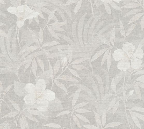 Non-Woven Wallpaper Floral Flowers Leaves grey 38028-4