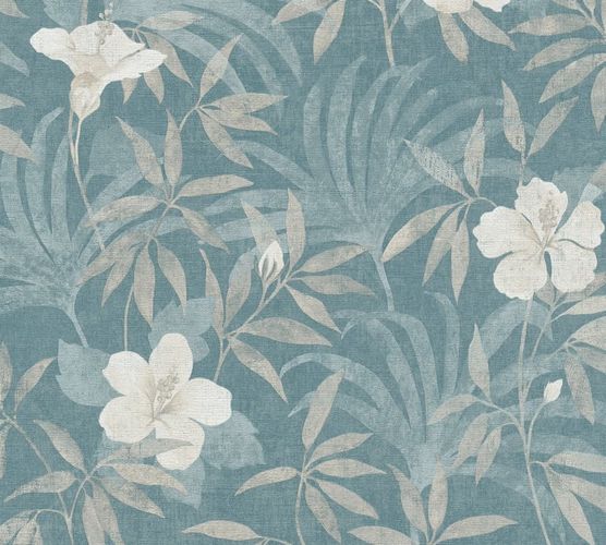 Non-Woven Wallpaper Floral Flowers Leaves blue 38028-5
