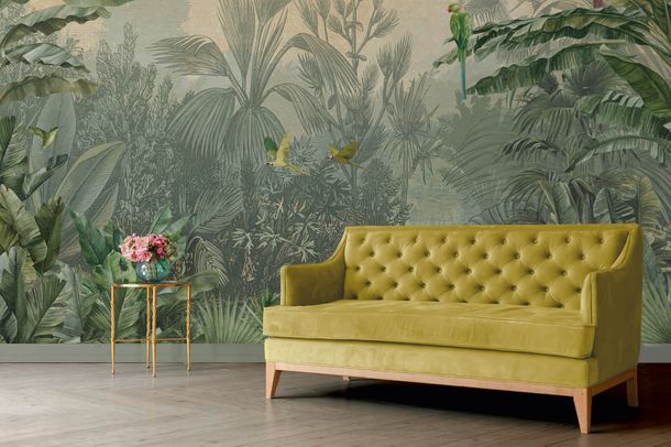 Photo Wallpaper Non-Woven Jungle Birds green DD120244