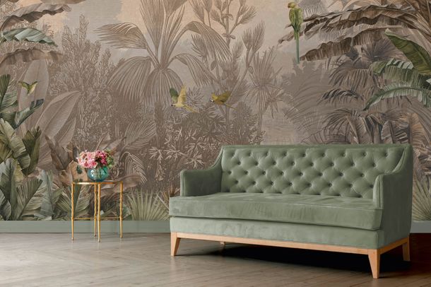 Photo Wallpaper Non-Woven Jungle Birds brown DD120245