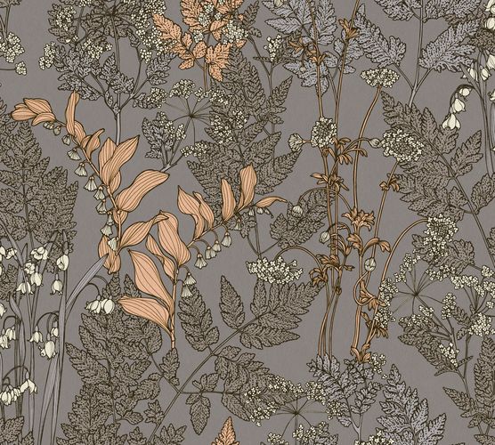 Non-Woven Wallpaper Floral Leaves brown grey 37751-9