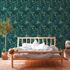 room example non-woven wallpaper jungle leaves blue green 37704-4 5