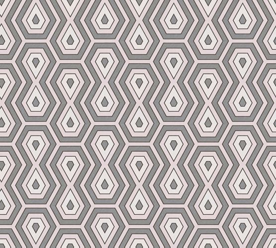 Non-Woven Wallpaper Graphic Retro grey pink 37707-7