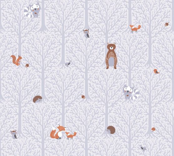 Wallpaper Kids Forest Animals grey brown white 38119-1