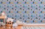 Wallpaper Kids Monster Dino blue grey yellow 38121-1 3