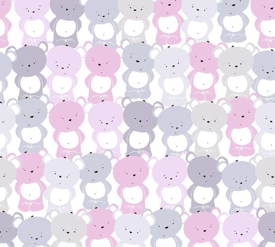 Wallpaper Kids Teddys pink grey white 38129-2