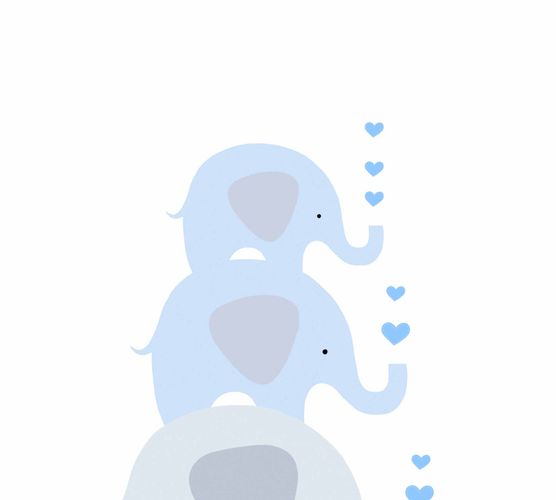 Wallpaper Kids Elephants blue 38135-1