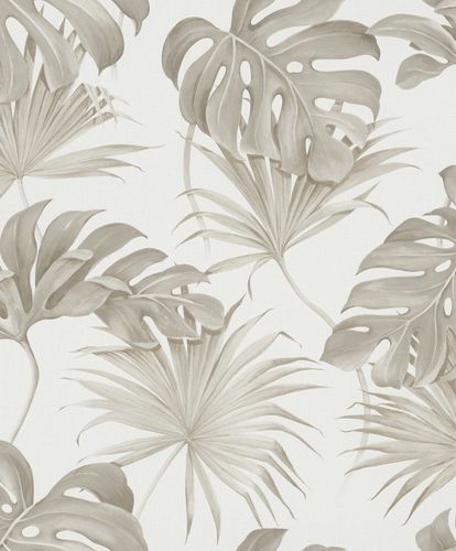 Non-Woven Wallpaper Jungle Leaves brown white 32744