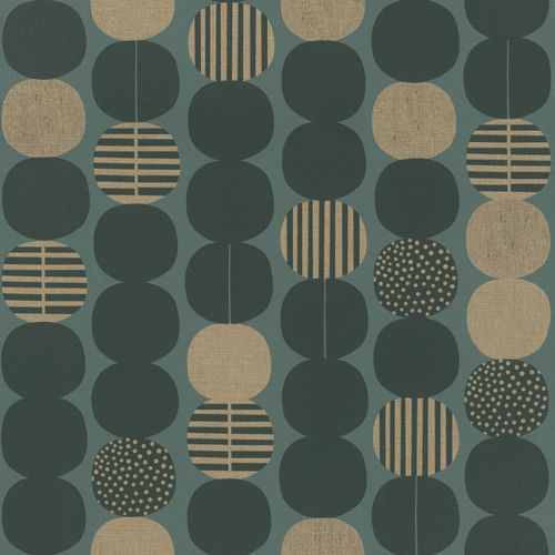 Photo Non-Woven Wallpaper Rasch Circles dark green gold 539752