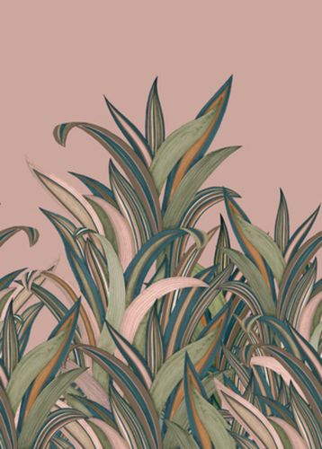 Picture Photo Wallpaper Rasch Fern Leaves pink green 542219