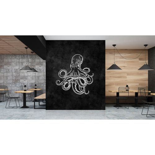 Image Photo Wallpaper Non-Woven Oktopus Board Octopus black