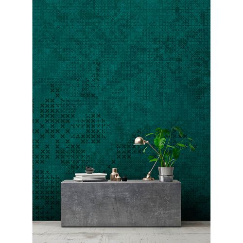 Picture Photo Wallpaper Non-Woven Graphic Crosses turquoise