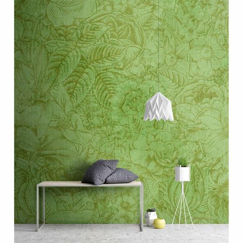 Image Photo Wallpaper Non-Woven Flowers Botany green brown