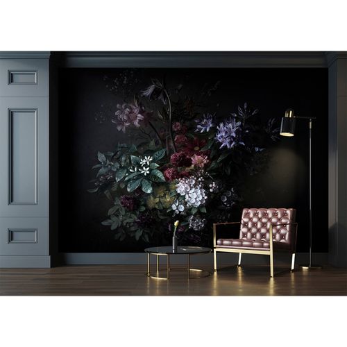 Picture Photo Wallpaper Non-Woven Flowers Floral black green