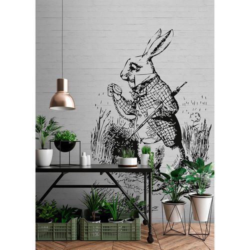 Image Photo Wallpaper Non-Woven White Rabbit black
