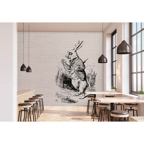 Image Photo Wallpaper Non-Woven White Rabbit cream