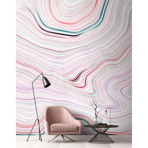 Image Photo Wallpaper Non-Woven Coffee Lines pink