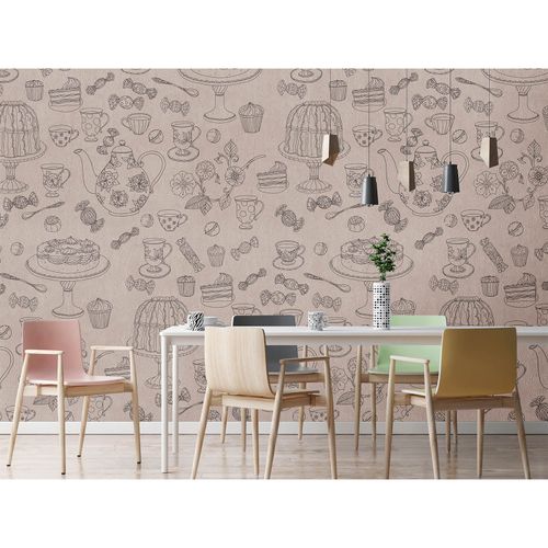Picture Photo Wallpaper Non-Woven Coffee Cake beige black