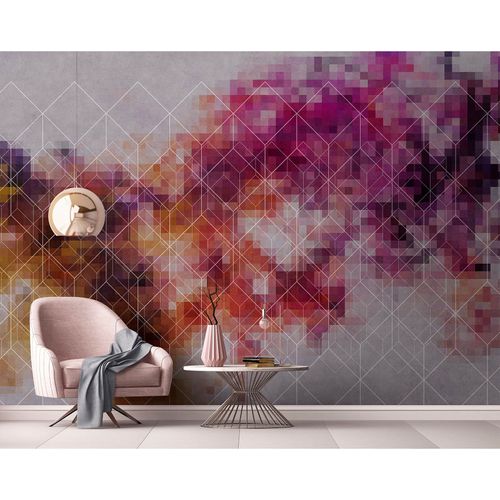 Picture Photo Wallpaper Non-Woven Graphic Pixel 3D pink brown