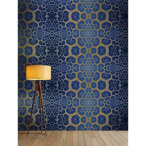Picture Photo Wallpaper Non-Woven Retro-Pop Pattern blue gold