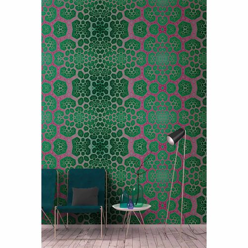 Picture Photo Wallpaper Non-Woven Retro-Pop Pattern green pink