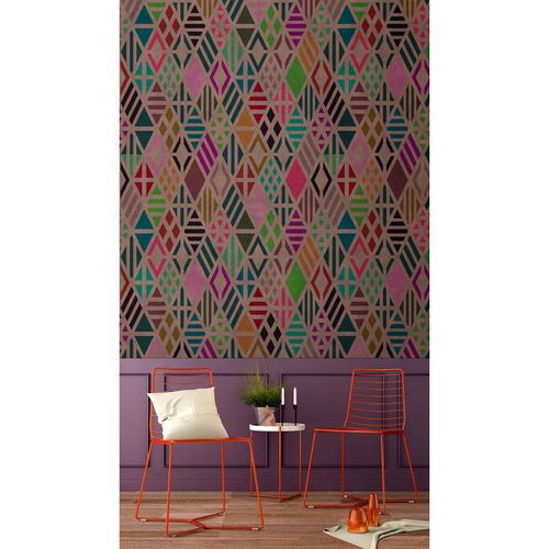Picture Photo Wallpaper Non-Woven Retro Pop Diamonds beige