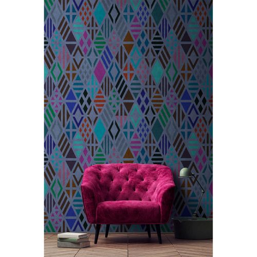 Picture Photo Wallpaper Non-Woven Retro Pop Diamonds blue
