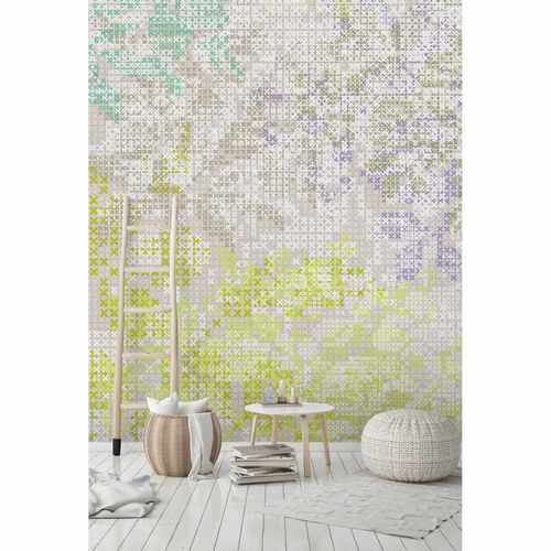 Picture Photo Wallpaper Non-Woven Graphic Crosses purple green