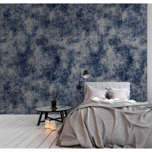 Image Photo Wallpaper Non-Woven Mottled Textured blue grey