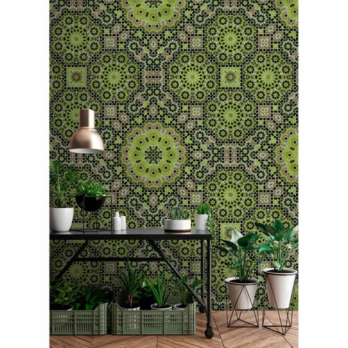 Picture Photo Wallpaper Non-Woven Retro Pop Flowers 3D green