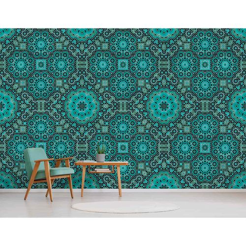 Picture Photo Wallpaper Non-Woven Retro Pop Flowers 3D blue