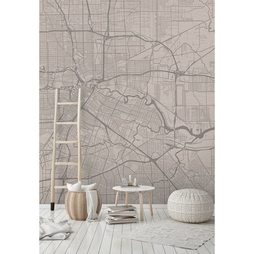 Picture Photo Wallpaper Non-Woven City Map grey