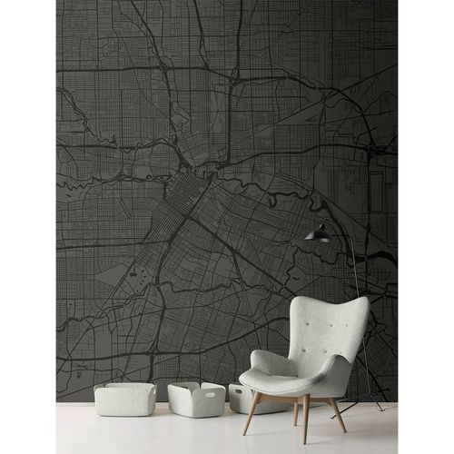 Image Photo Wallpaper Non-Woven City Map anthracite