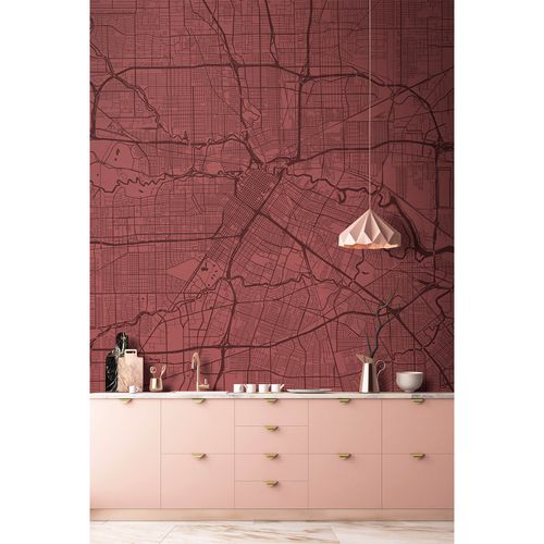Picture Photo Wallpaper Non-Woven City Map red black