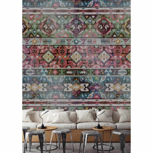 Picture Photo Wallpaper Non-Woven Navajo Pattern green red blue