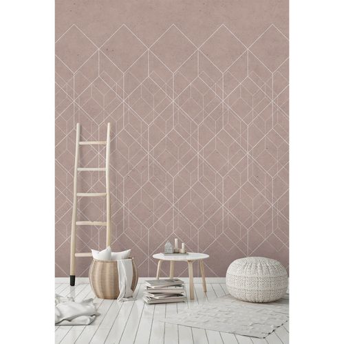 Image Photo Wallpaper Non-Woven Graphic 3D Cubes beige white