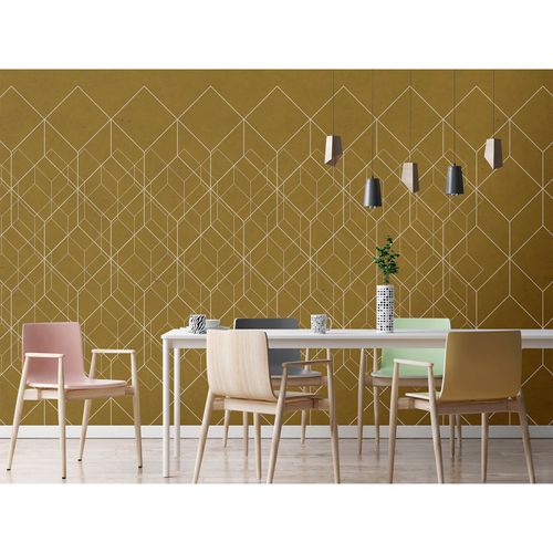 Image Photo Wallpaper Non-Woven Graphic 3D Cubes bronze